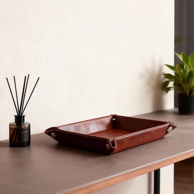 Leather Valet Tray Organizer, Catchall Tray, Desktop Storage - Image 6