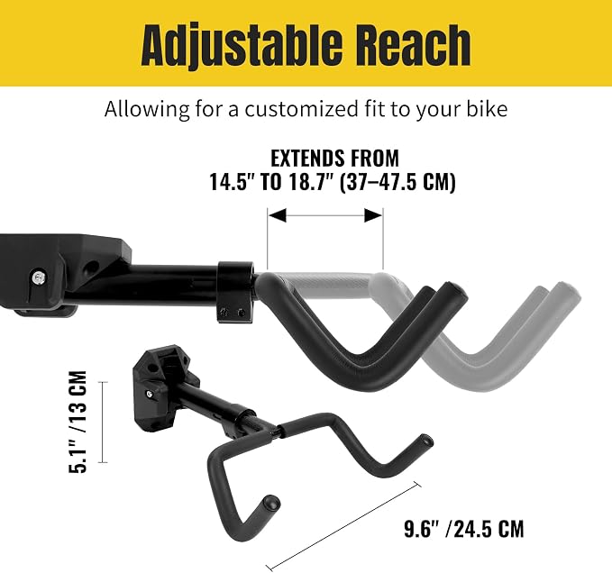 MaxxHaul 51184 Bike Wall Mount Rack – 66 lb Capacity – Adjustable 14.5″ to - Image 2