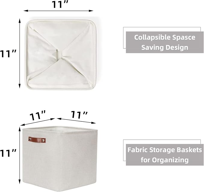 HNZIGE 13x13x13 Cube Storage Bins, Fabric Storage Cubes Baskets - Image 2