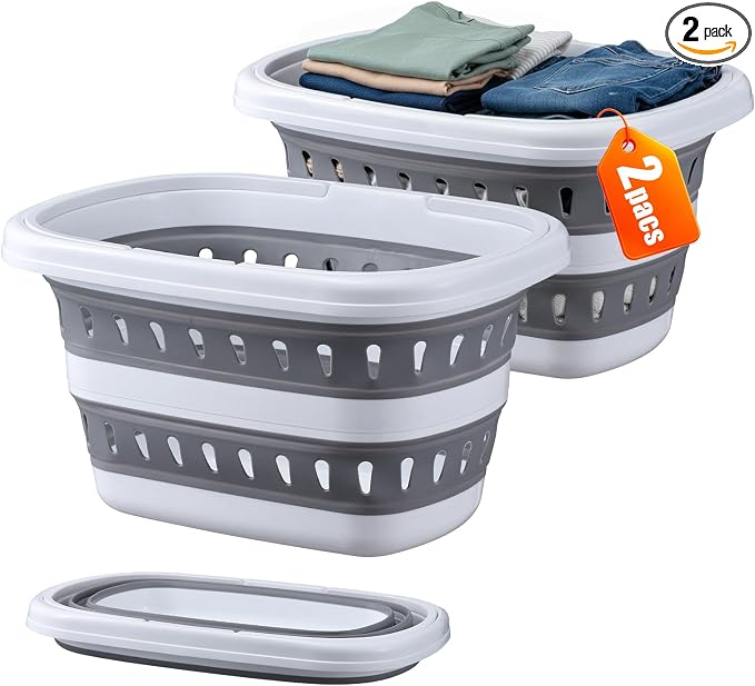 Monozuki Collapsible Plastic Laundry Basket 10.6 gallon 2pcs Eco-recycled by Unknown