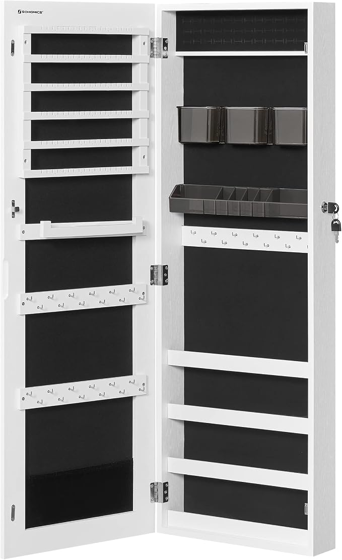 SONGMICS Jewelry Cabinet Armoire, Lockable Wall-Mounted Organizer Unit - Image 8