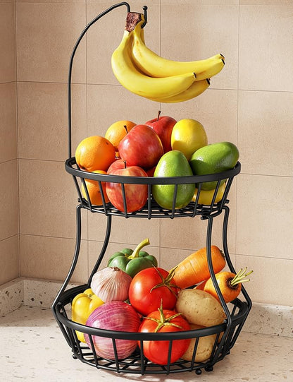 SAYZH 2-Tier Fruit Basket Bowl Stackable Vegetable Storage by SAYZH