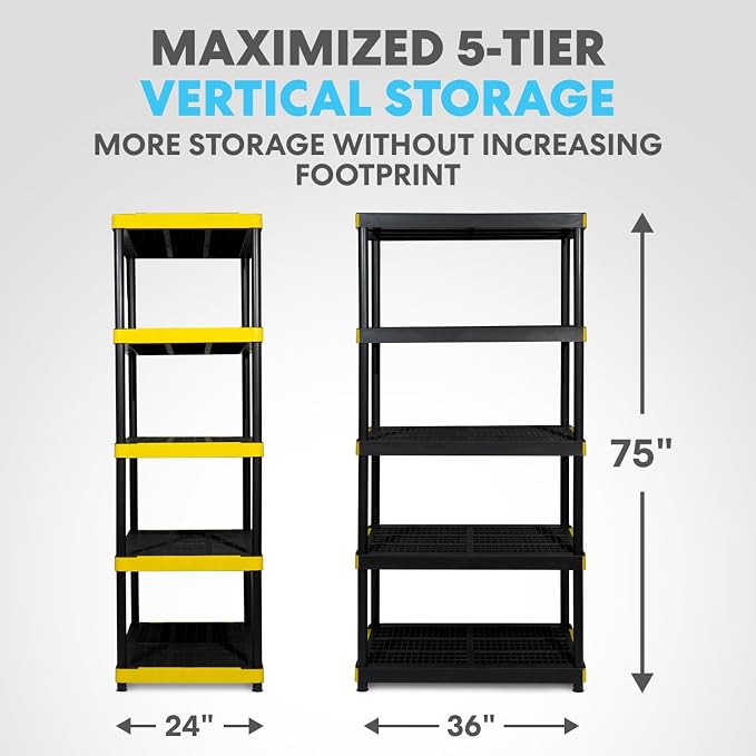 Simpli-Magic 5-Tier Heavy Duty Plastic Storage Shelving Unit, Garage & Outdoor - Image 2