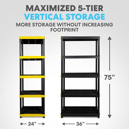 Simpli-Magic 5-Tier Heavy Duty Plastic Storage Shelving Unit, Garage & Outdoor - Image 2