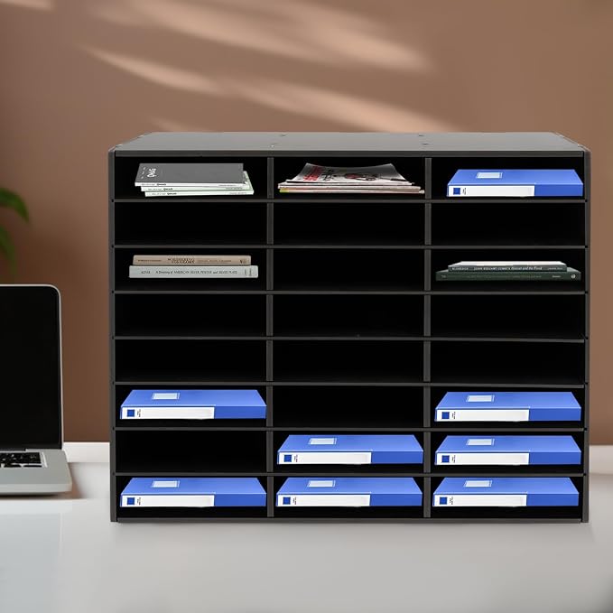 24 Compartments Literature Organizer, Desktop File Sorter Mail Center Paper - Image 5