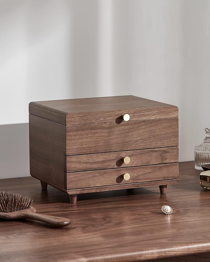 Wooden Jewelry Box, 3 Layer Large Jewelry Organizer - Image 5