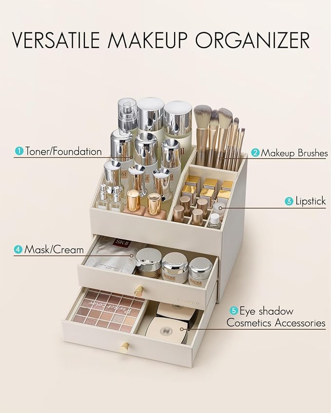 Vlando Makeup Organizer for Vanity, Large Capacity Countertop Organizer - Image 3