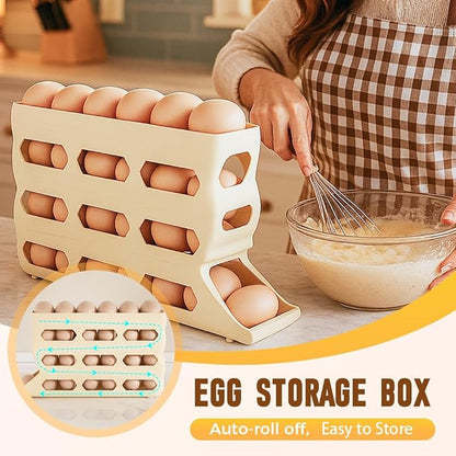 4-Tier Refrigerator Egg Holder, Automatic Gravity-Fed Rolling Egg Dispenser - Image 2