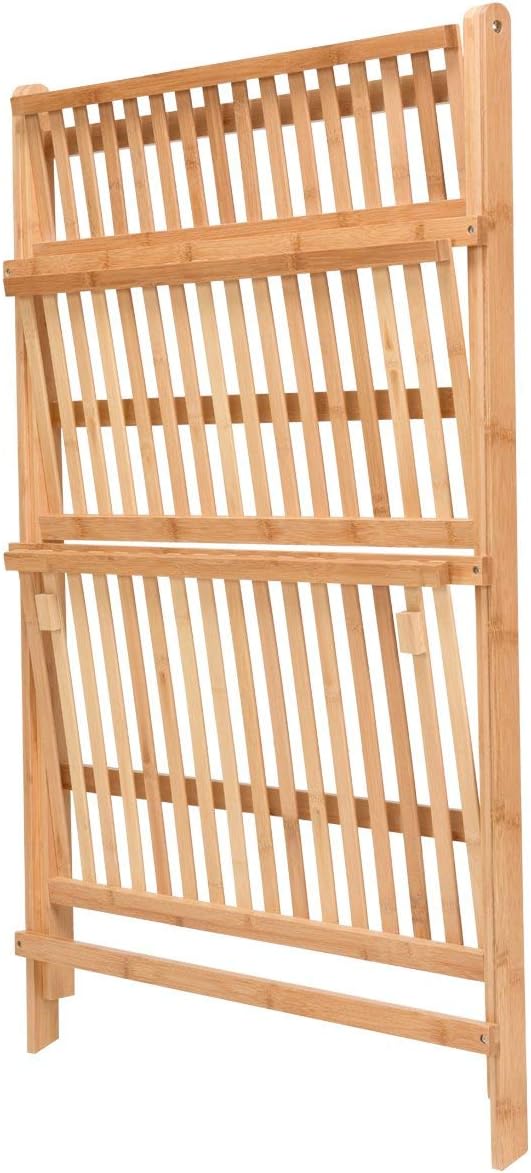 3-Tier Bamboo Plant Flower Stand Rack Shelf, Foldable Planter Racks, Pot - Image 3