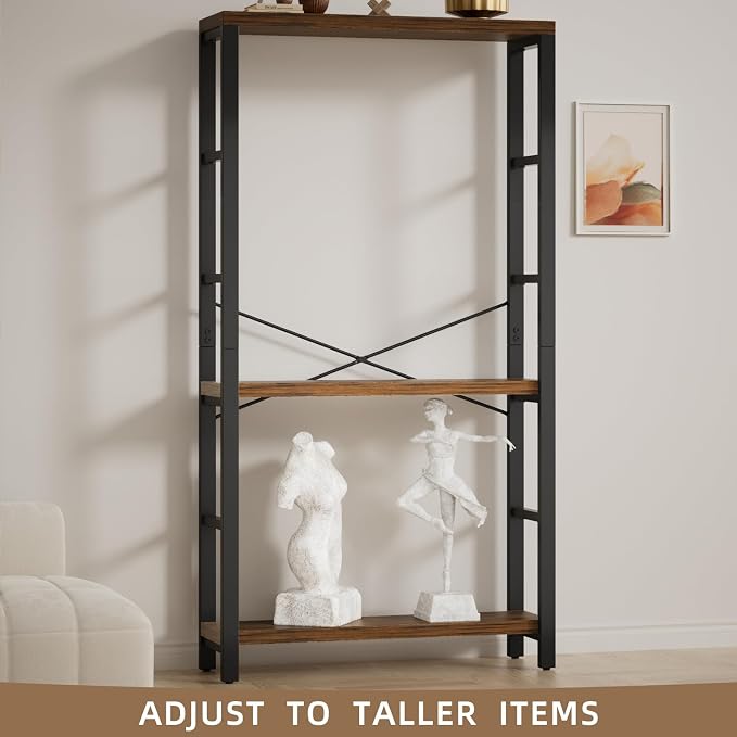 6-Tier Adjustable Heavy Duty Bookshelf, Industrial Wood and Metal Bookshelf - Image 5
