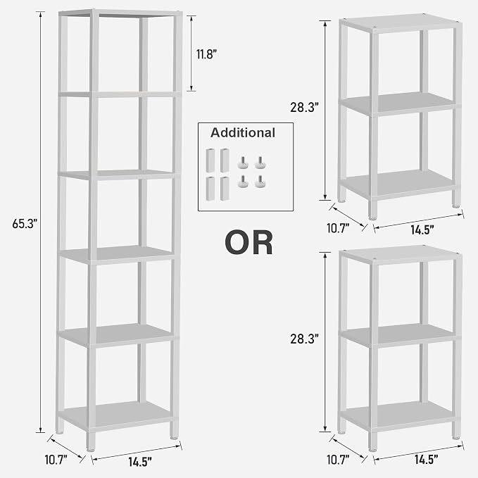 TUTOTAK Bookshelf, 6-Tier Tall Narrow Book Shelf - Image 2