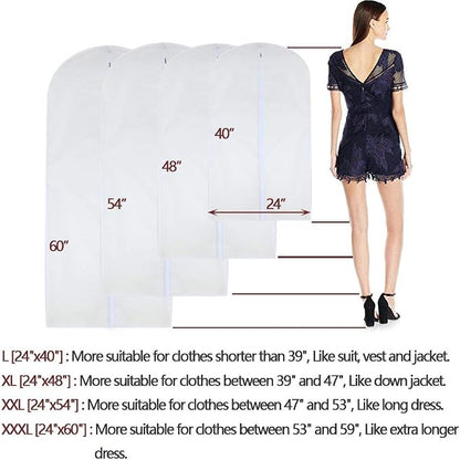 Garment Bags for Hanging Clothes 24'' x 40'' Suit Hanging Garment Bags White - Image 3