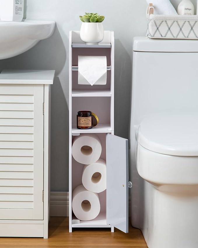 AOJEZOR Toilet Paper Holder Small: Bathroom Storage Cabinet - Image 4