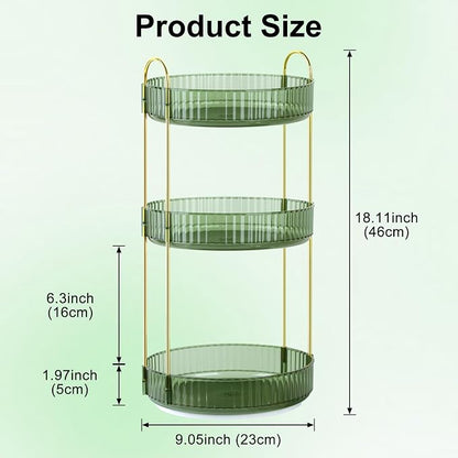 360 Rotating Makeup Organizer for Vanity, 3 Tier Perfume Skincare Organizers - Image 2