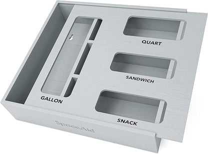 SpaceAid Bag Storage Organizer for Kitchen Drawer, Bamboo Organizer, Compatible by SpaceAid