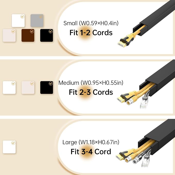 Delamu Black Cord Hider, 85in Cord Covers - Image 9