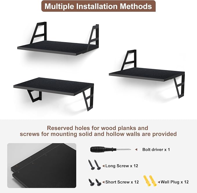 Tectocker-DOU 2 Pc Deep Floating Shelves ; Wall Mounted Hanging Shelves - Image 6
