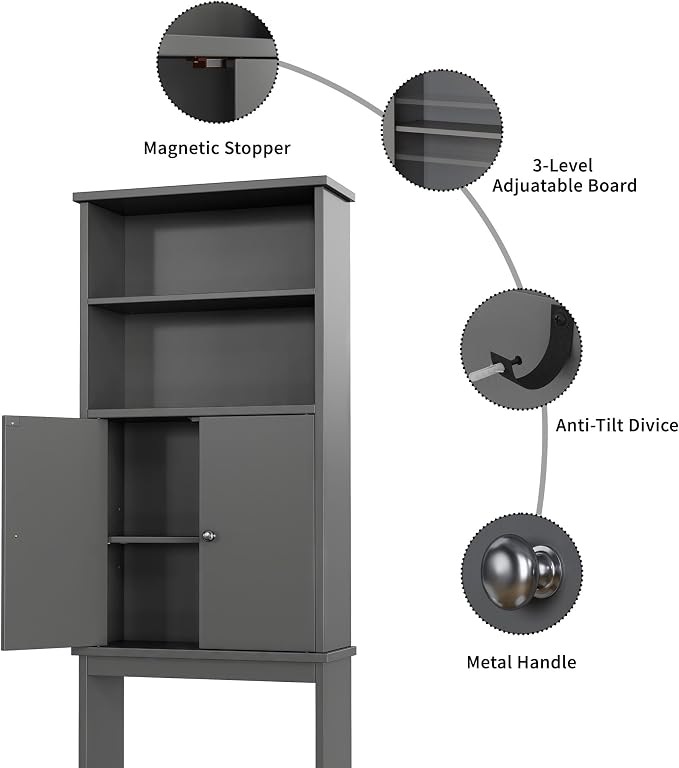 Shintenchi Over The Toilet Storage Cabinet, Bathroom Above The Toilet Rack - Image 7
