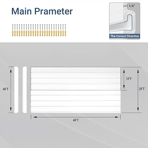 4FT x 2FT Modern White PVC Slatwall Panel, Wall Mounted, 1 Shelf, Garage Storage - Image 2