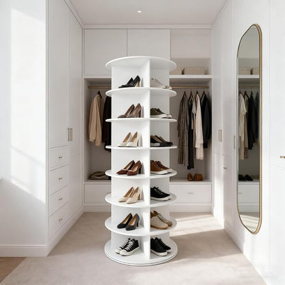 7 Tier Spinning Shoes Organizer Tower, Space-Saving 360° Revolving Shoe Rack - Image 2