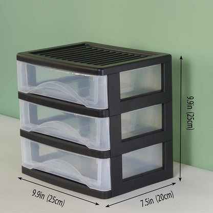BYCY 3 Drawer Clear Stacking Desktop Organizer, Plastic Drawer Storage Container - Image 3