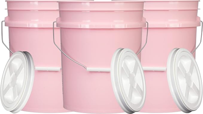 House Naturals 5 Gallon Pink Food Grade Plastic Storage Bucket by House+Naturals