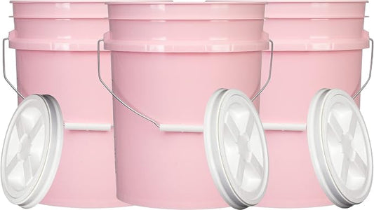 House Naturals 5 Gallon Pink Food Grade Plastic Storage Bucket by House+Naturals
