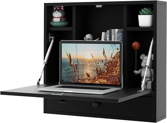 Tangkula Wall Mounted Desk, Folding Floating Wall Mount Laptop Desk, Space by TANGKULA