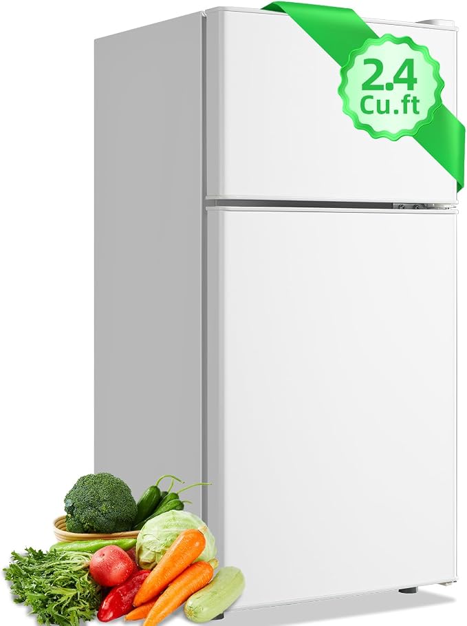 2.4 Cu.ft Mini Fridge with Top Freezer Apartment Size Dual Door Compact by DEMULLER