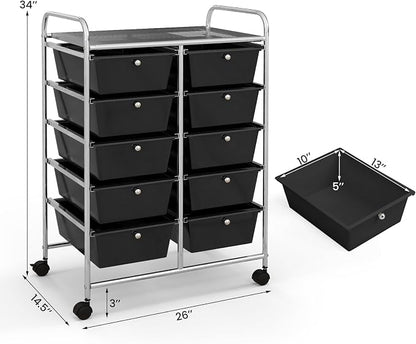 Giantex 10 Drawers Rolling Cart, Classroom Organizers, Storage Cart - Image 3