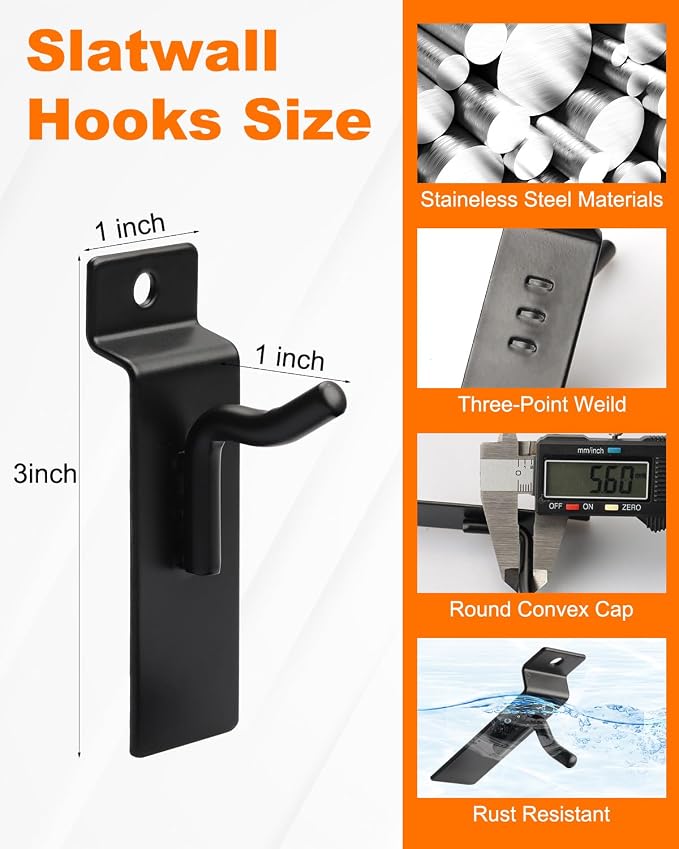 1" Slatwall Hooks, 30 Pack Slatwall Accessories, Garage Slat Wall Hanging - Image 3