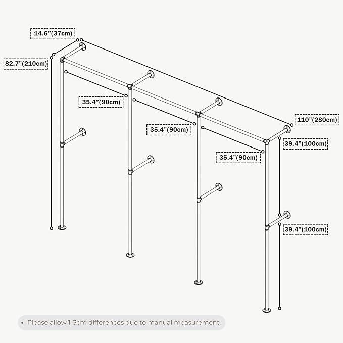 Industrial Pipe Clothing Rack, Heavy Duty Wall Mounted Clothes Rack, Retail - Image 7