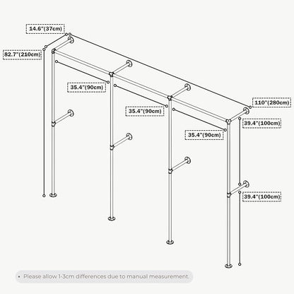 Industrial Pipe Clothing Rack, Heavy Duty Wall Mounted Clothes Rack, Retail - Image 7