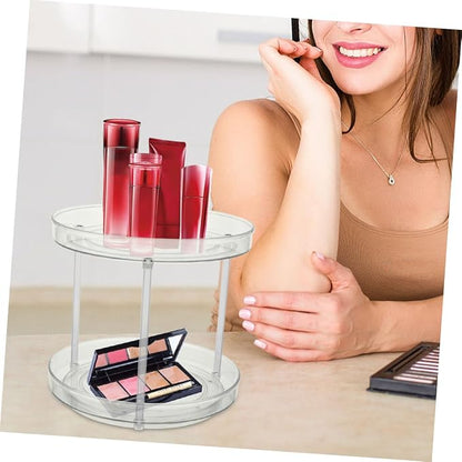 2pcs Rotating Makeup Organizer Multifunctional Round Storage Rack - Image 3