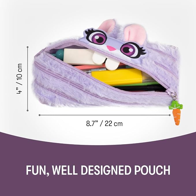 ZIPIT Bunny Pencil Case for Girls, Cute Zipper Pouch for Kids Teens, Stationery - Image 2