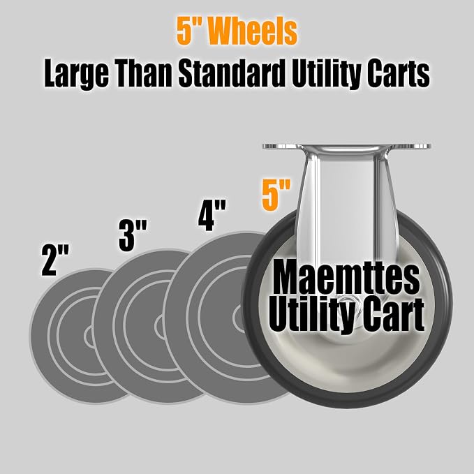 34"*17" Heavy Duty Utility Cart, 2 Shelf Plastic Rolling Cart Tool Cart - Image 6