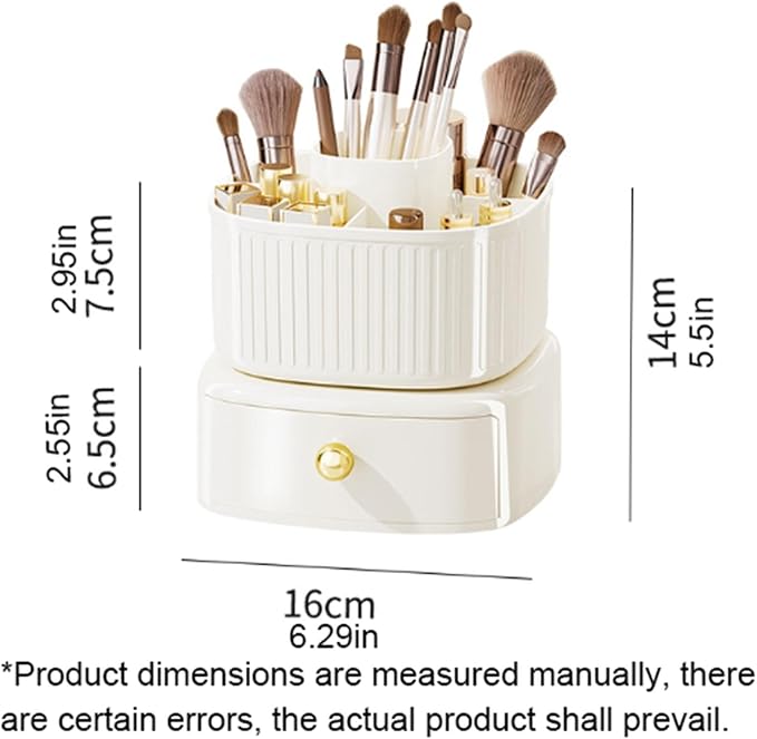 Makeup Organizer for Vanity, 360°Rotating Makeup Brush Storage Case - Image 2