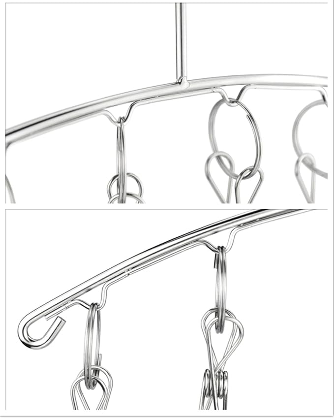 DurReus Reusable Stainless steel Drying Rack Laundry Drip Hanger 8 Clips Closet - Image 4