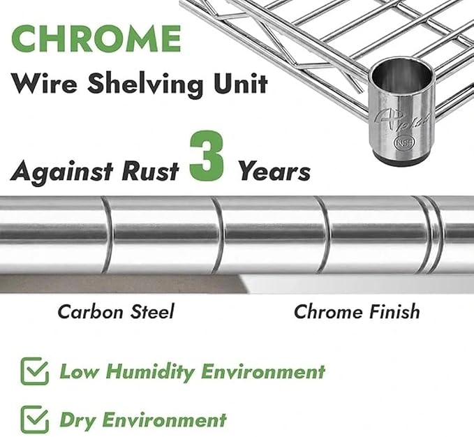 APLSS NSF 4-Tier Chrome Storage Shelves, Dry Environments, Commercial Heavy - Image 4