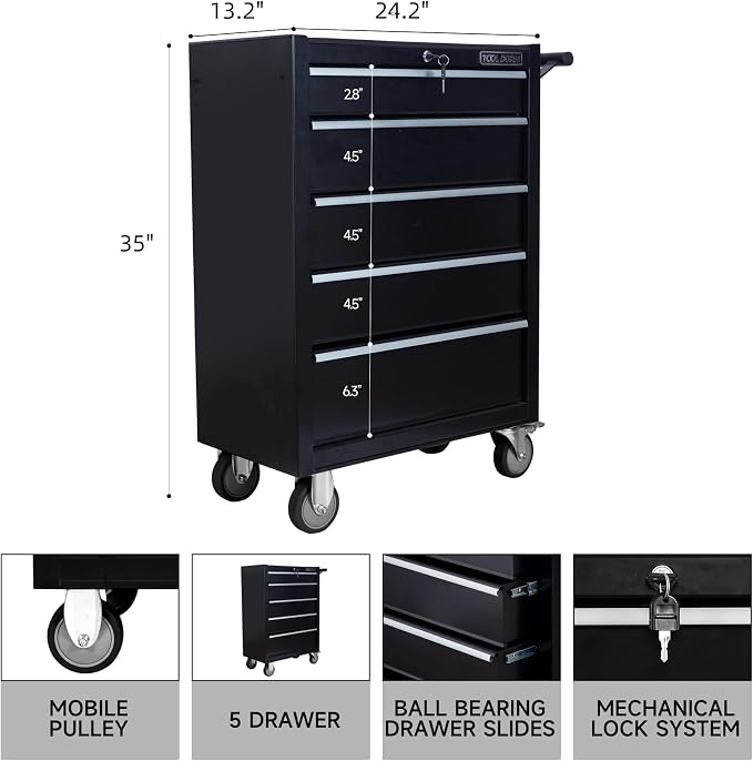 5-Drawer Rolling Tool Chest - Image 3