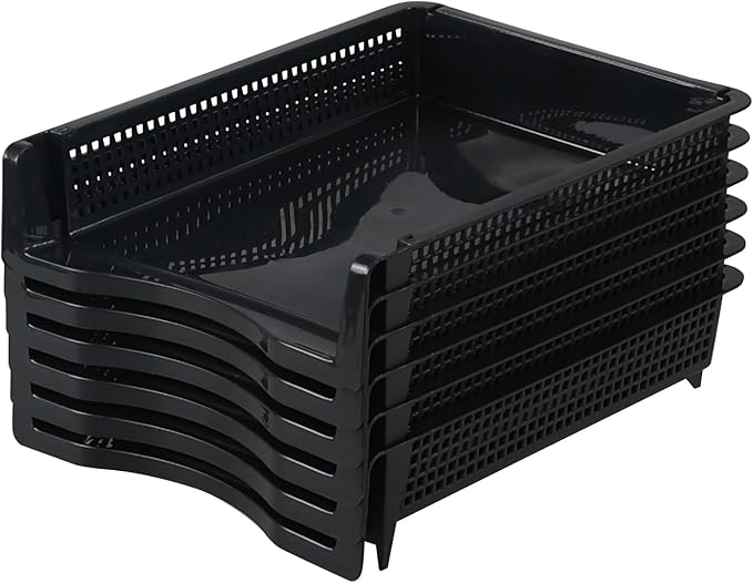 6 Pack Stackable Letter Trays, Plastic File Organizer Tray | Desktop Document - Image 7