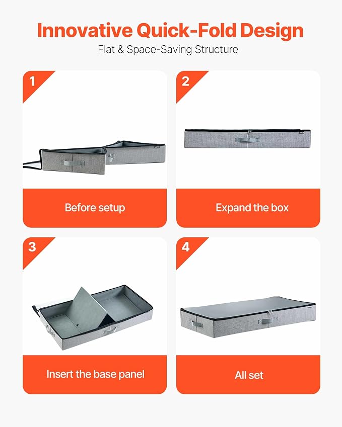 VEVOR Under Bed Storage with Clear Lids, 33.5 x 16.9 x 4.7 Inch, 45L Large - Image 6