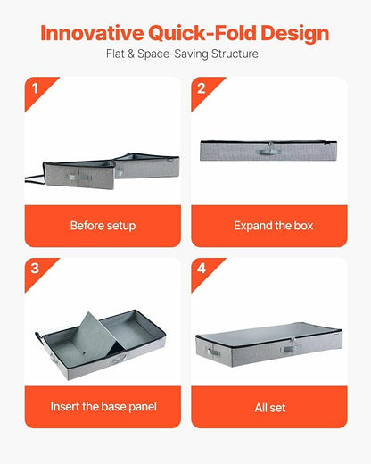 VEVOR Under Bed Storage with Clear Lids, 33.5 x 16.9 x 4.7 Inch, 45L Large - Image 6
