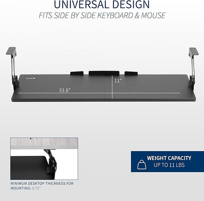 VIVO Large Under Desk 34 x 11 inch Computer Keyboard and Mouse Tray - Image 3