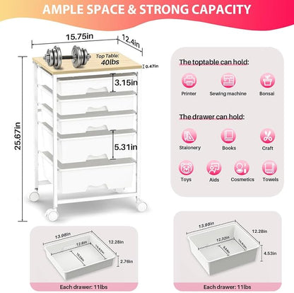 Goovilla Rolling Cart with 5 Drawers - Image 2