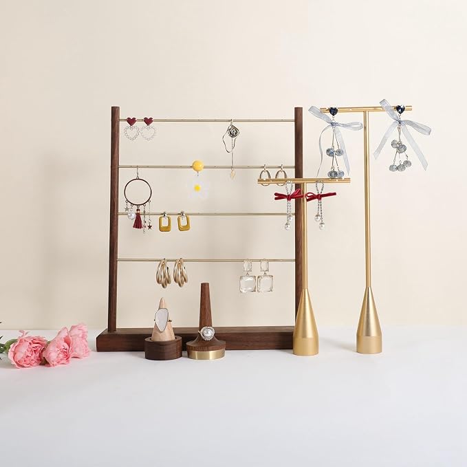 GemeShou 2pcs Gold earring display T bar stand, Big jewelry earring holders - Image 7