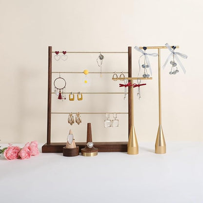 GemeShou 2pcs Gold earring display T bar stand, Big jewelry earring holders - Image 7