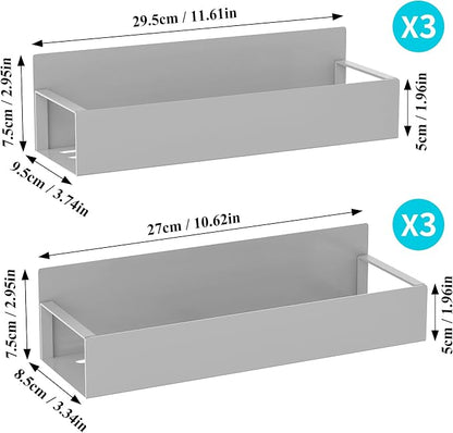 Metal Magnetic Spice Rack for Refrigerator Gray, 6 Pack | Magnetic Shelves - Image 7