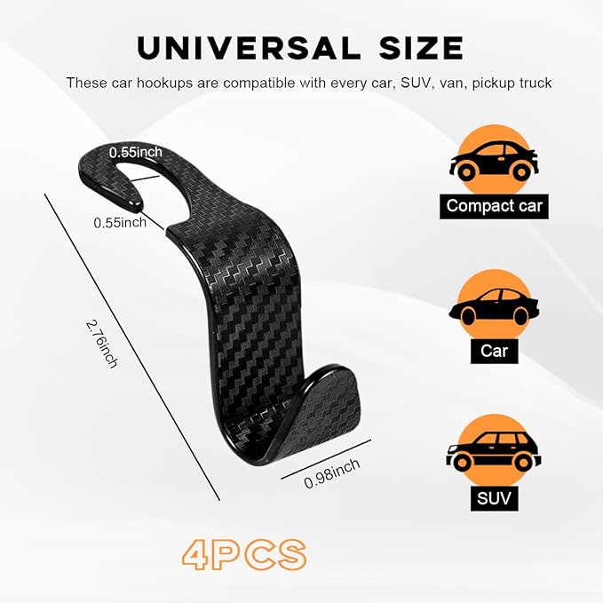 povtii 4PCS Car Seat Headrest Hook, Auto Back Seat Hanging Storage Organizer - Image 2