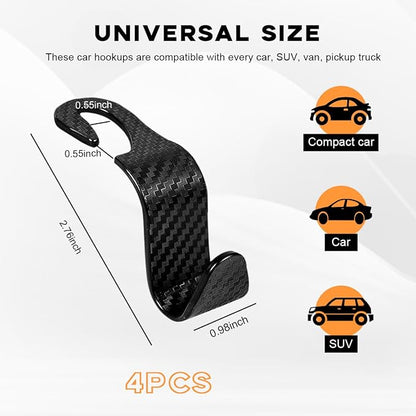 povtii 4PCS Car Seat Headrest Hook, Auto Back Seat Hanging Storage Organizer - Image 2